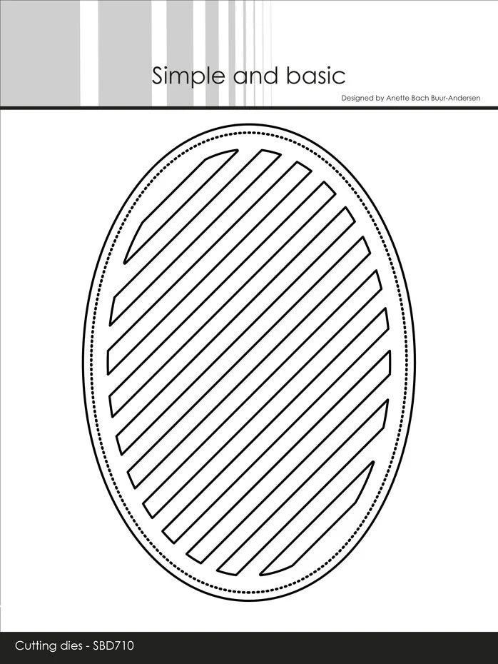 Simple and Basic Oval Diagonal Striped Panel with Piercing A6 Dies - SBD710