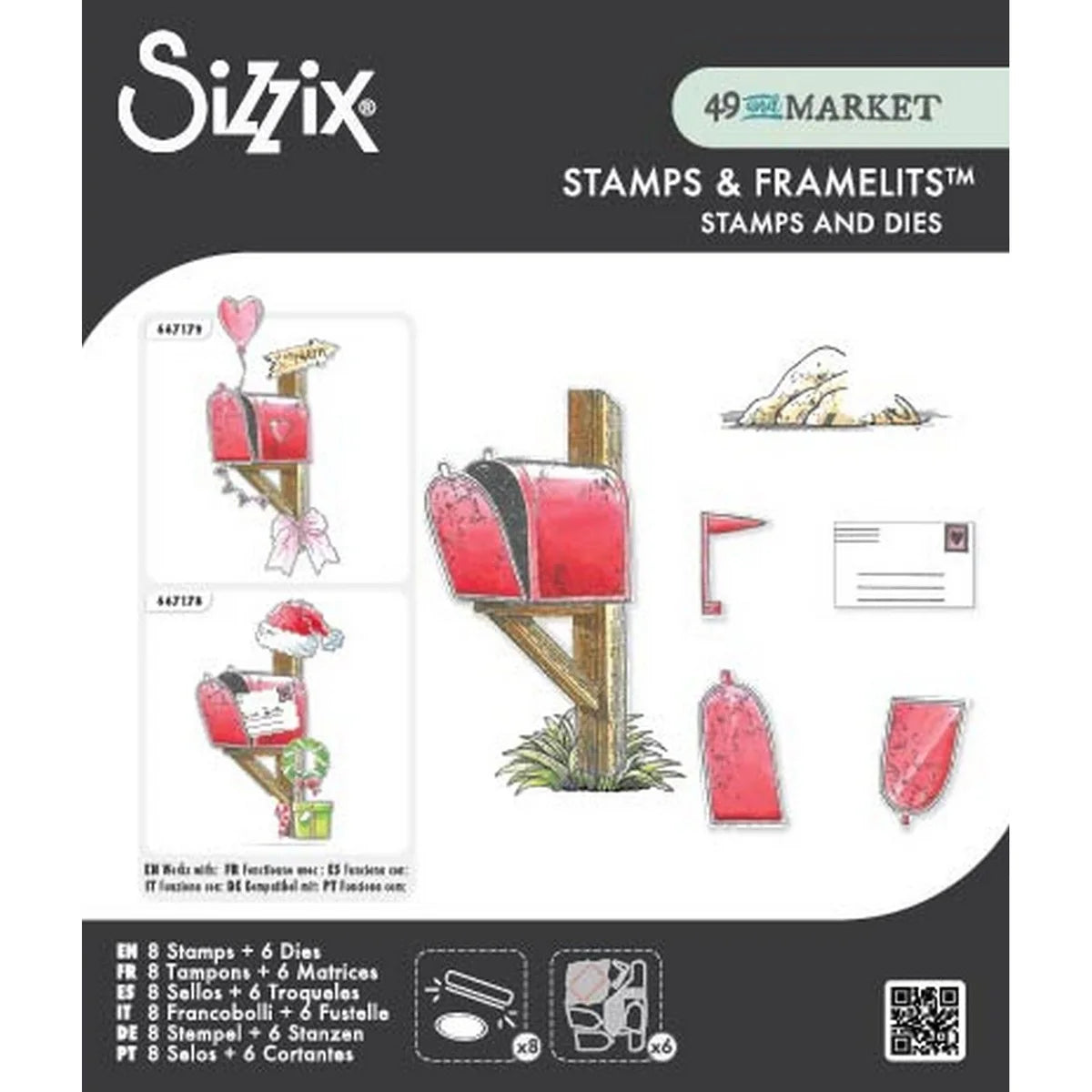 Sizzix Letter Drop Clear Stamp and Framelits Die Set by 49 & Market - 667177