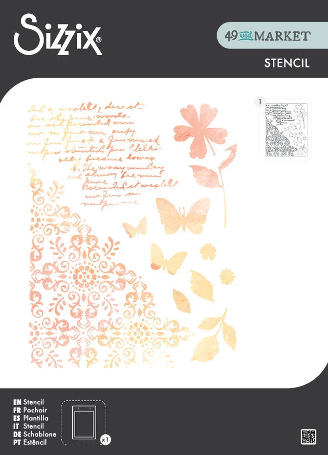Sizzix Stencil A4 by 49 & Market Petal Play (1pcs) (667061)