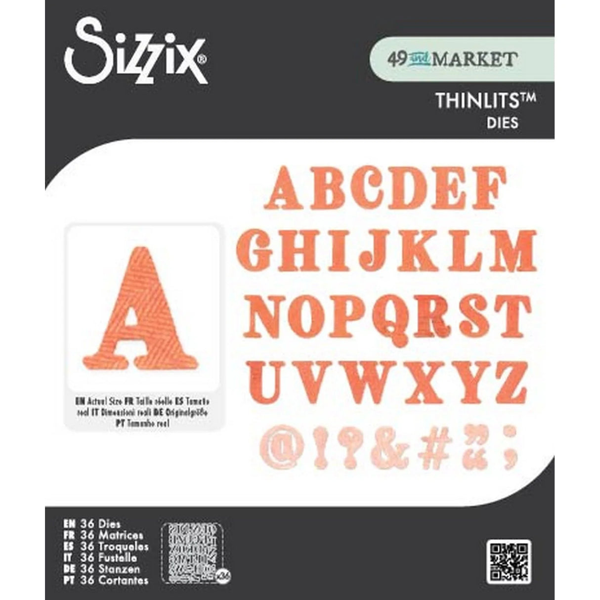 Sizzix Thinlits Lino Type Revival Die Set, 36 Pieces by 49 & Market - 667221
