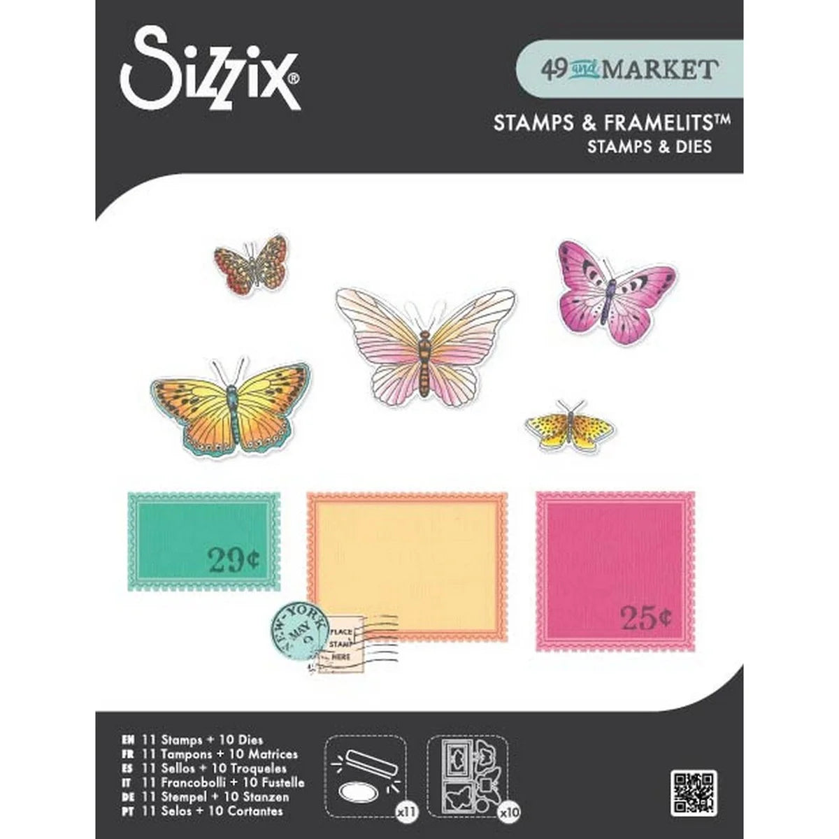 Sizzix Postage Wings Clear Stamp and Framelits Die Set by 49 & Market - 667182