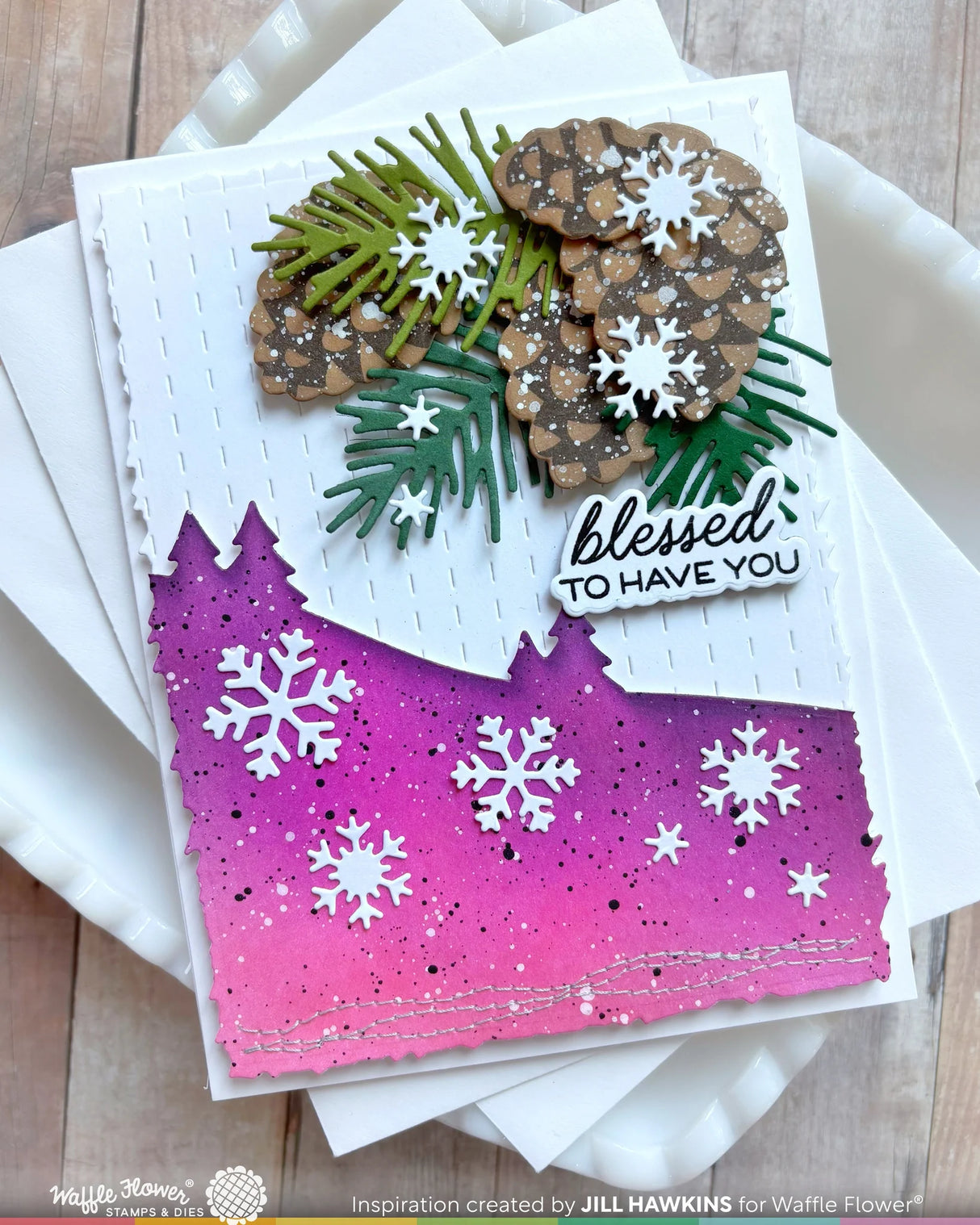 Waffle Flower Crafts Snowcapped Pinecone Details Stamp Set