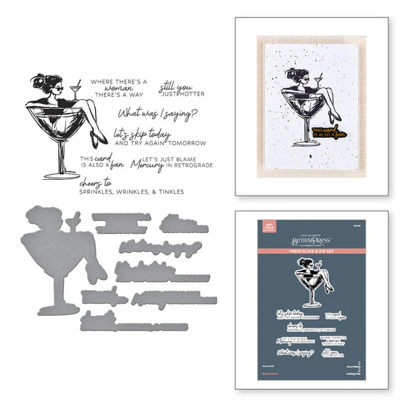 Spellbinders Martini Mood BetterPress Plate & Die Set from the Happier Hour Collection