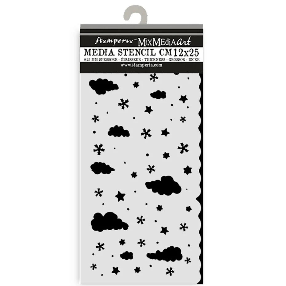 Stamperia Candy Christmas Thick Stencil 12x25cm Clouds (KSTDL124)