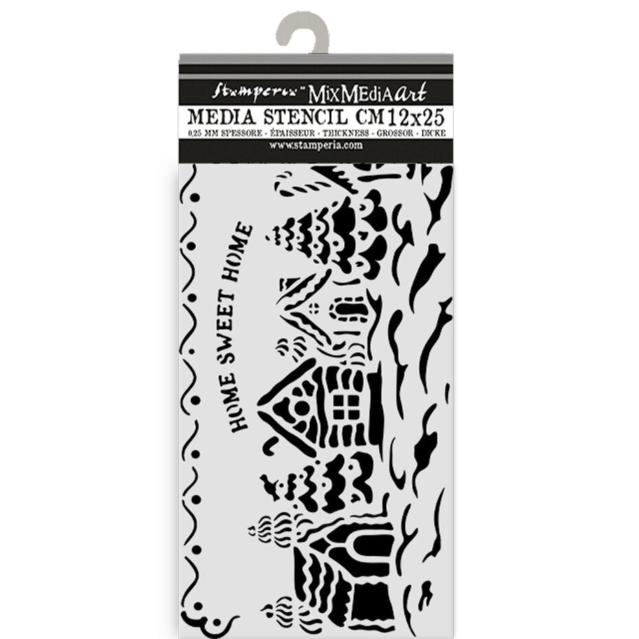 Stamperia Candy Christmas Thick Stencil 12x25cm Village (KSTDL123)