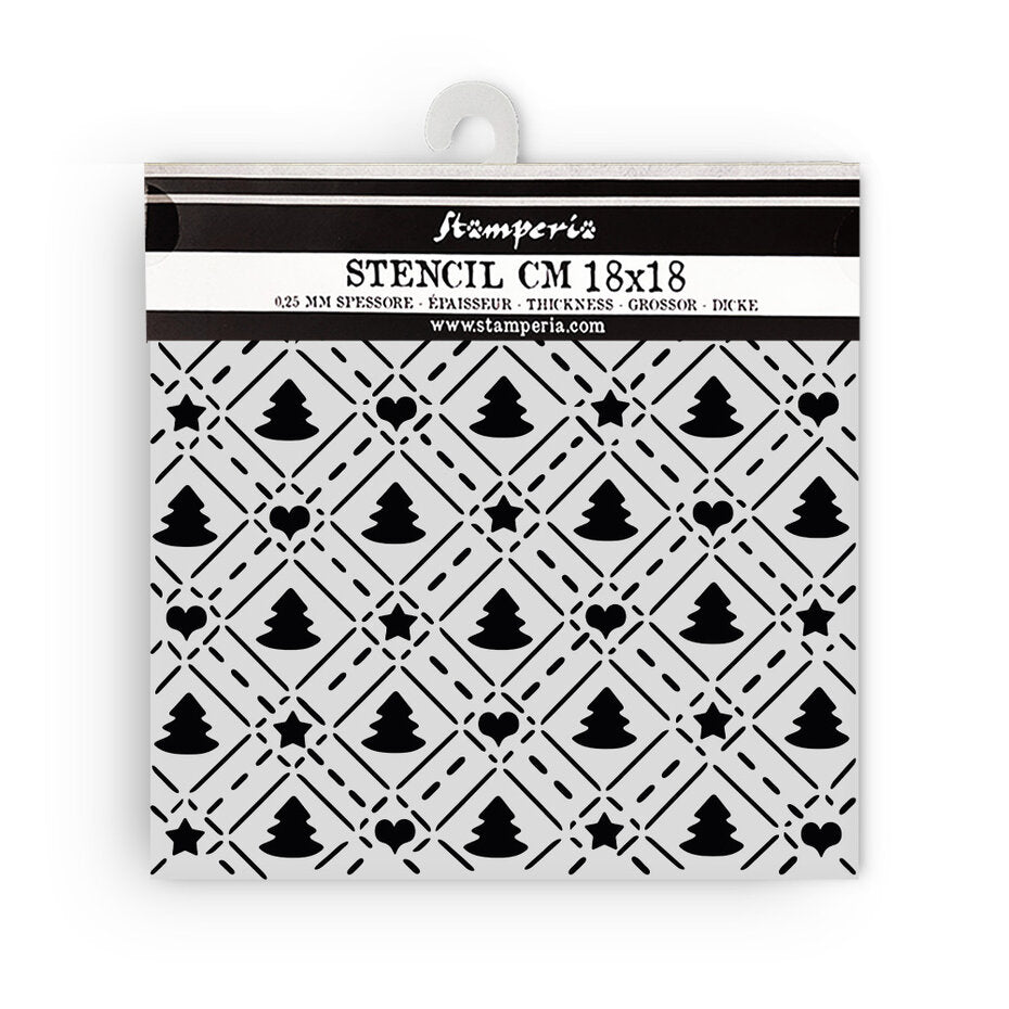 Stamperia Candy Christmas Thick Stencil 18x18cm Tree Pattern (KSTDQ123)