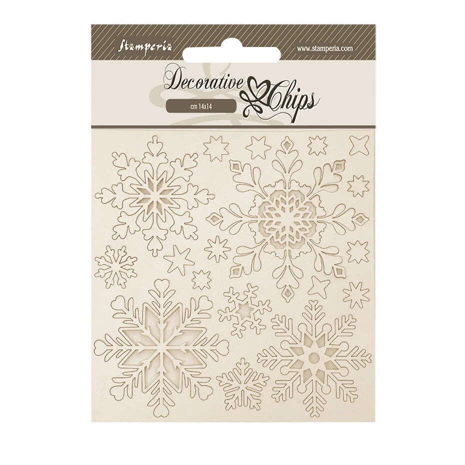 Stamperia The Owl's House Decorative Chips Snowflakes (SCB273)