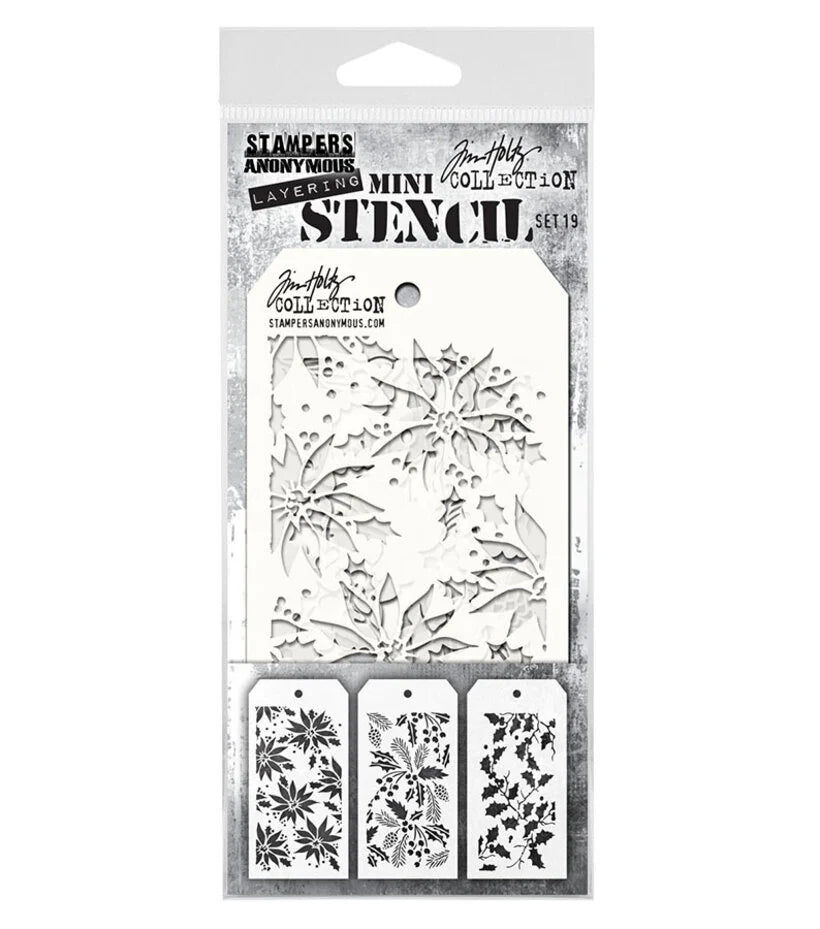 Stampers Anonymous Set #19 Tim Holtz Layering Mini Stencil (3pcs) (THMST019)