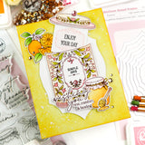 Pinkfresh Studio Steeped in Comfort stencil stamp and die