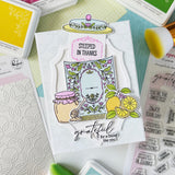 Pinkfresh Studio Steeped in Comfort stencil stamp and die