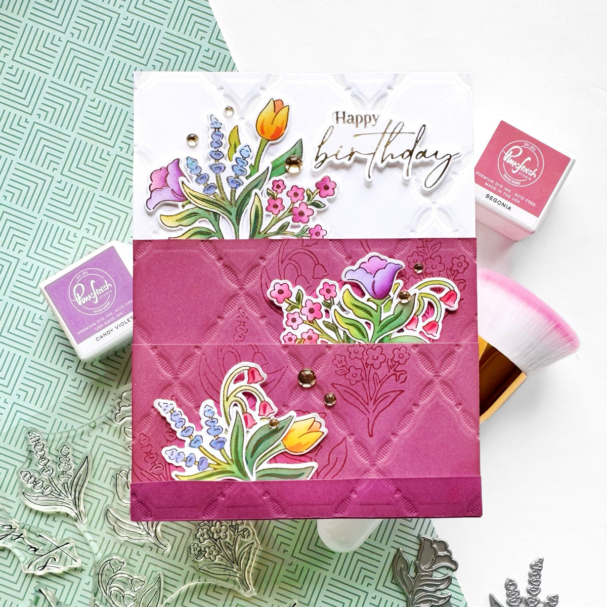Pinkfresh Studio Petite Florals Stamp, die & stencil Bundle