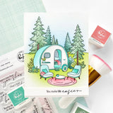 Pinkfresh Studio Retro Camp Days Stamp/ Die/ Stencil Bundle