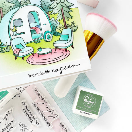 Pinkfresh Studio Retro Camp Days Stamp/ Die/ Stencil Bundle