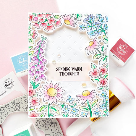 Pinkfresh Studio Sunlit Garden Cling Stamp / Stencil/ Die Bundle