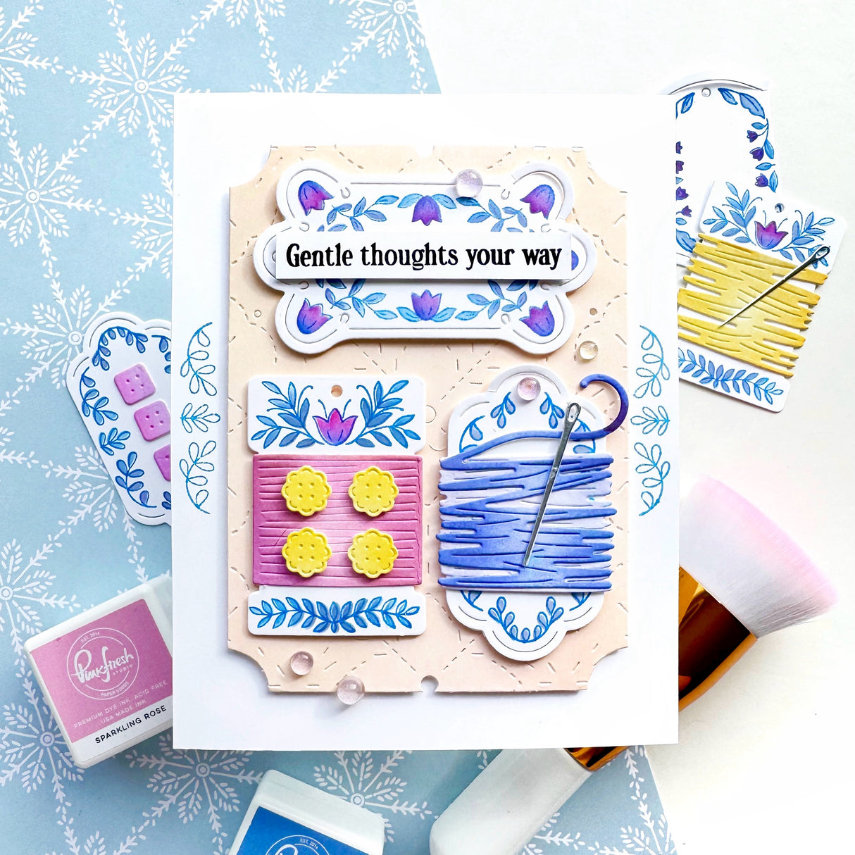 Pinkfresh Studio The Stitch Edit: Thread Spool Floral die / Stamp / stencil Bundle