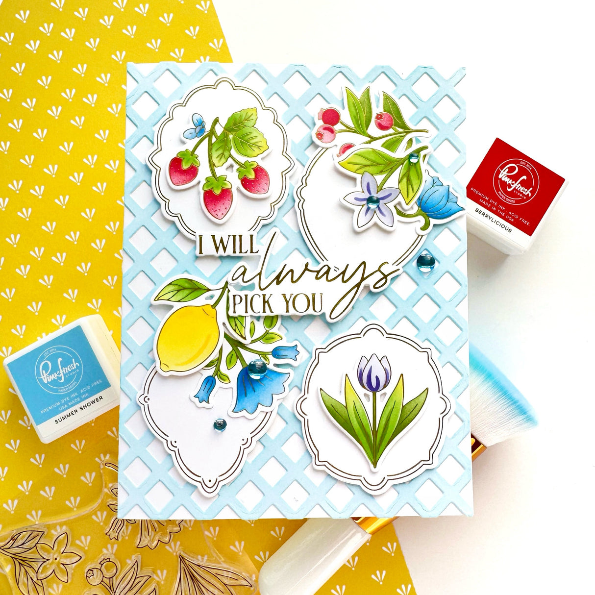 Pinkfresh Studio Freshly Picked Stamp/die/stencil Bundle