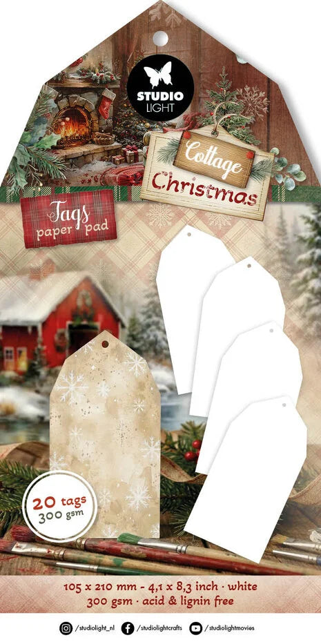 Studio Light Cottage Christmas Tag Paper Pad White - SL-CC-TAGBL14