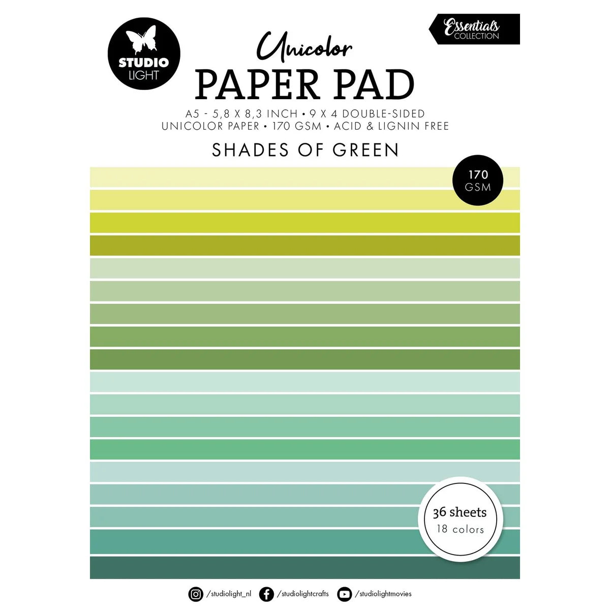 Studio Light • Essentials Unicolor Paper Pad Shades Of Green SL-ES-UPP156