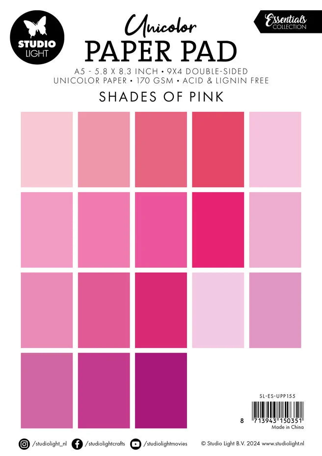 Studio Light • Essentials Unicolor Paper Pad Shades Of Pink SL-ES-UPP155