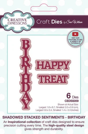 Creative Expressions Sue Wilson Craft Dies Birthday Shadowed Stacked Sentiment (CEDSS059)