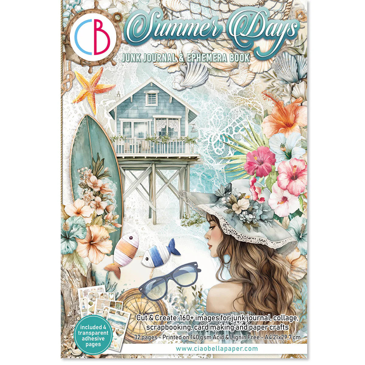 Ciao Bella Summer Days Junk Journal & Ephemera Book A4 32/Pkg