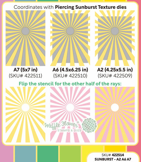 Waffle Flower Sunburst Stencil for A2 A6 A7 - 422514