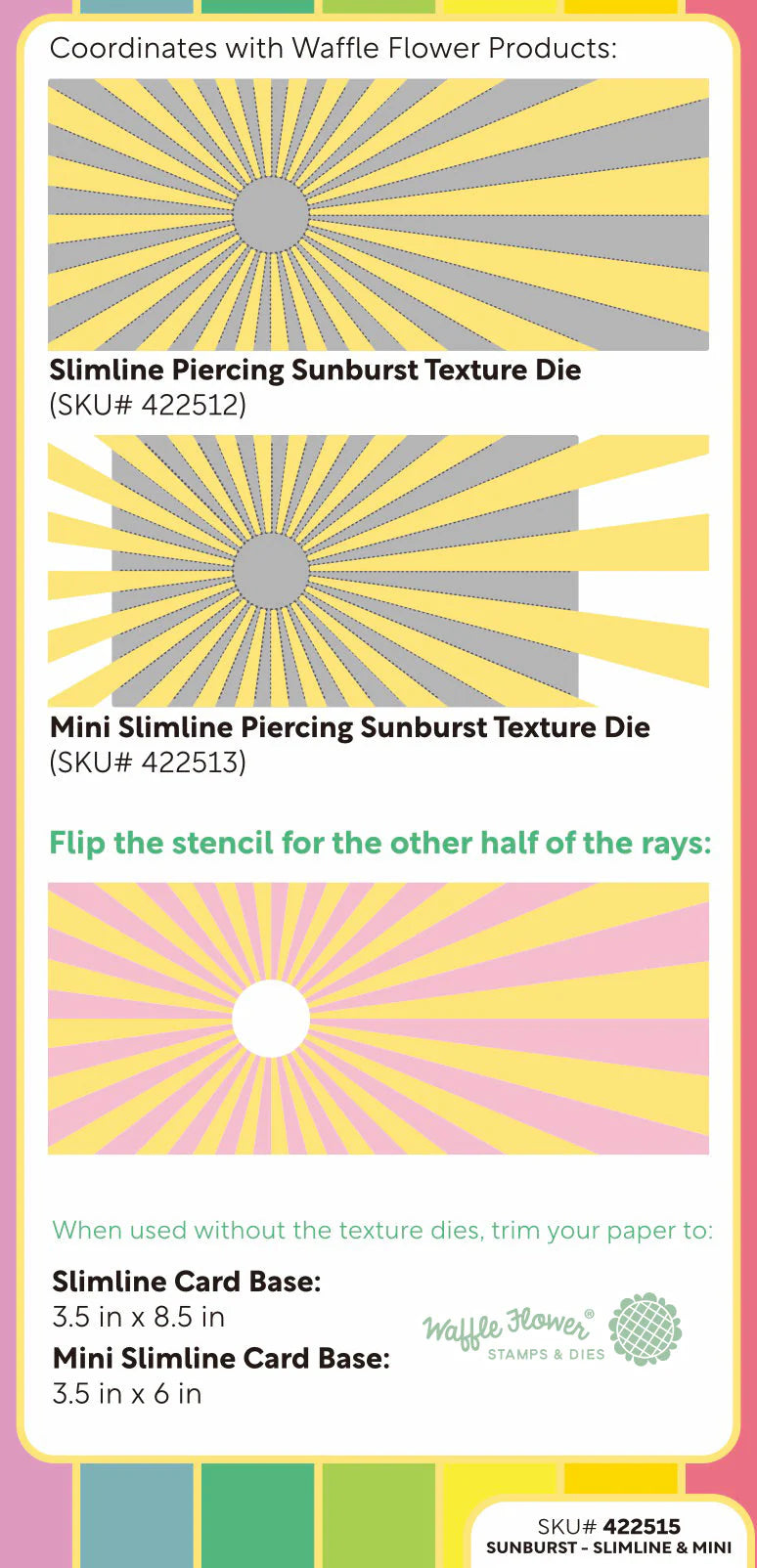 Waffle Flower Sunburst Stencil for Slimline & Mini Slimline - 422515