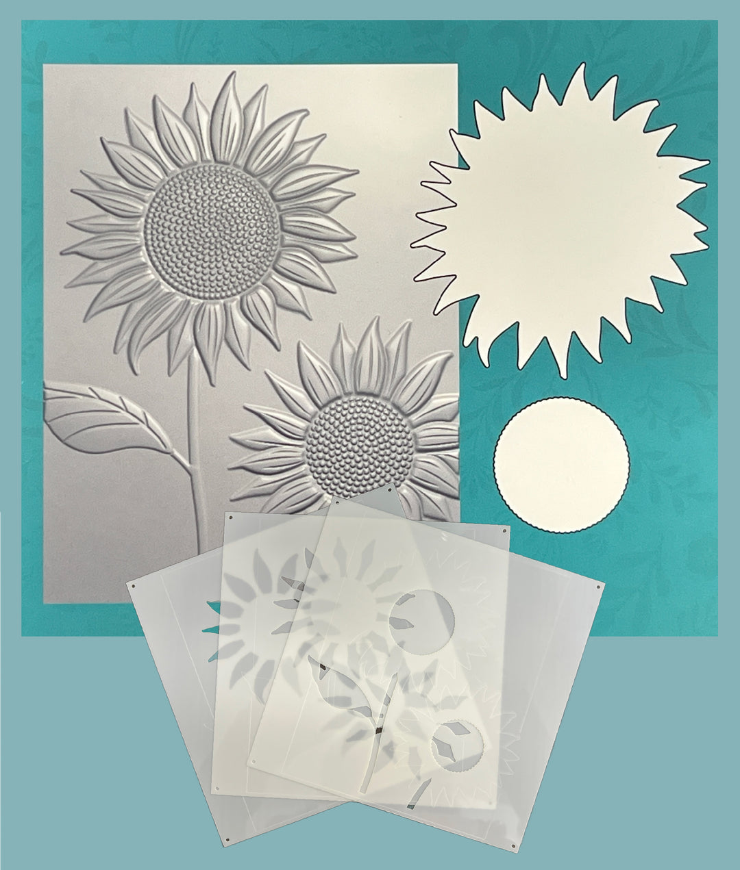 Gina K Designs BUNDLE- Dazzling Sunflower 3D Embossing Folder, Die and Stencil