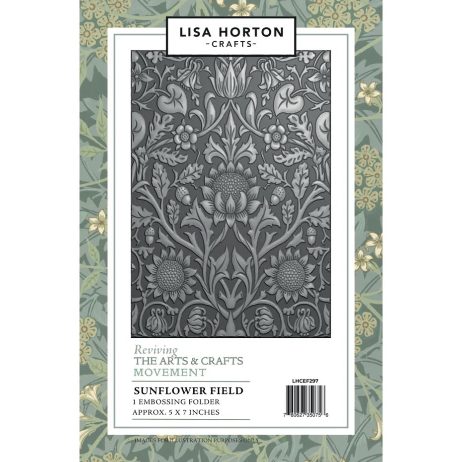 Lisa Horton Crafts Reviving the Arts and Crafts Movement Sunflower Field 3D Embossing Folder & Sunflower Tapestry Layering Stencils