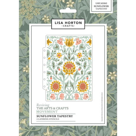 Lisa Horton Crafts Reviving the Arts and Crafts Movement Sunflower Field 3D Embossing Folder & Sunflower Tapestry Layering Stencils