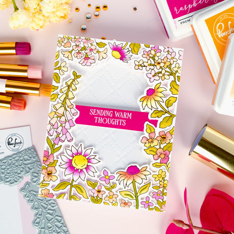 Pinkfresh Studio Sunlit Garden Cling Stamp / Stencil/ Die Bundle