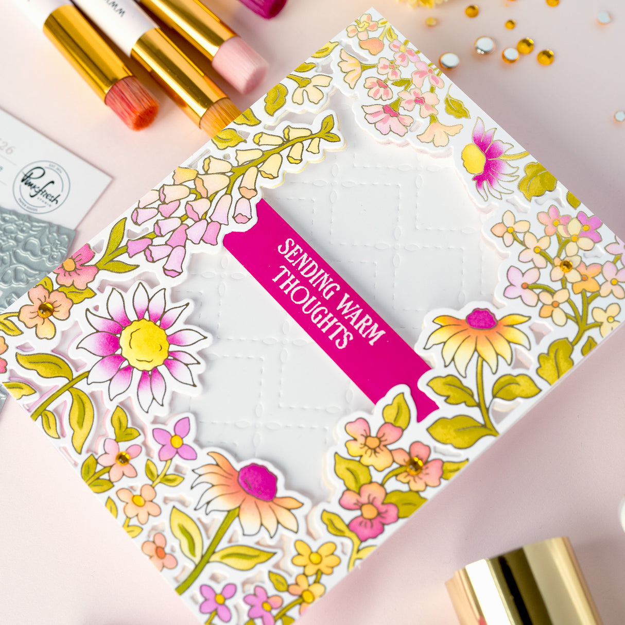 Pinkfresh Studio Sunlit Garden Cling Stamp / Stencil/ Die Bundle