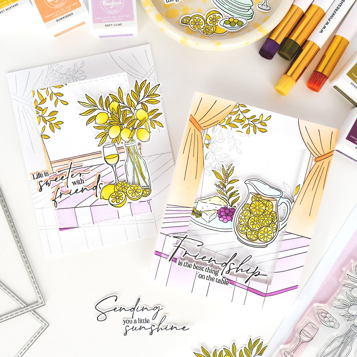 Pinkfresh Studio Sunlit Table Cling Stamp /Stencil Bundle