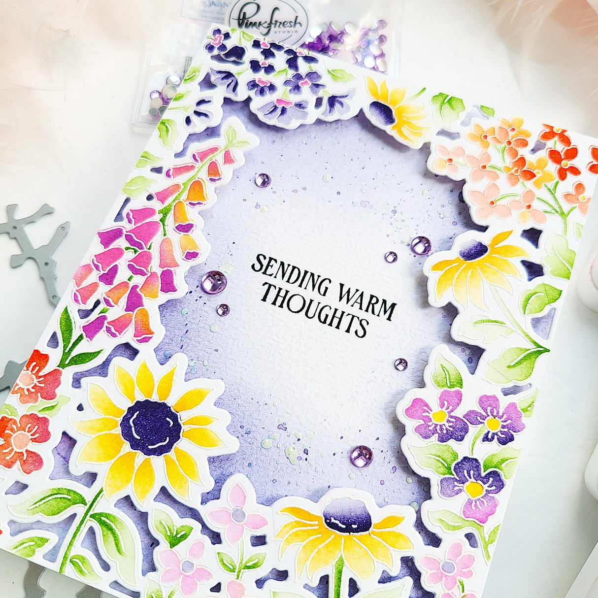 Pinkfresh Studio Sunlit Garden Cling Stamp / Stencil/ Die Bundle