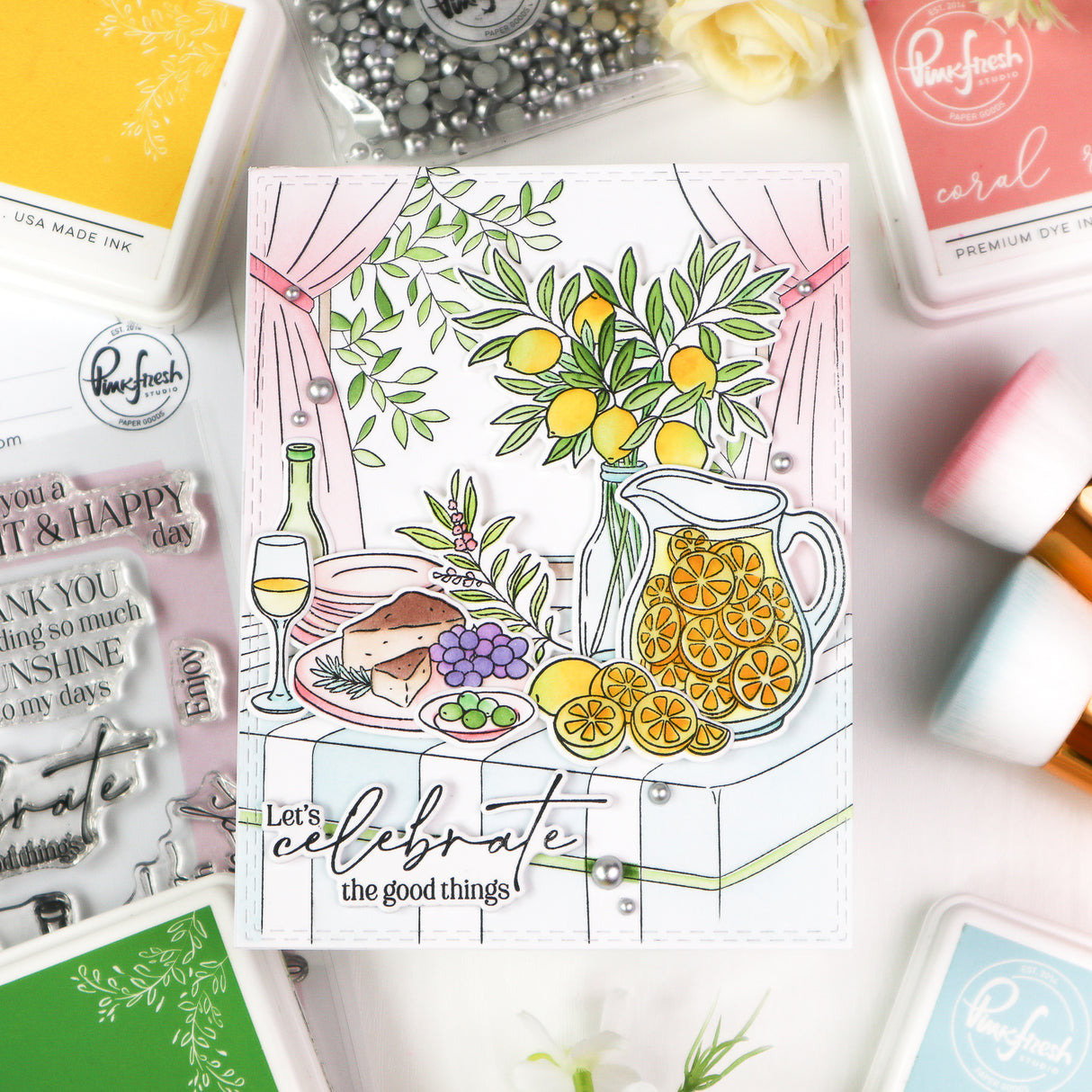 Pinkfresh Studio Sunlit Table Cling Stamp /Stencil Bundle