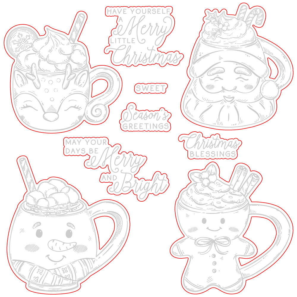 Honey Bee Stamps Sweet Season Mugs - 6"x 8" Rubber Cling Stamp Set/ Die Bundle