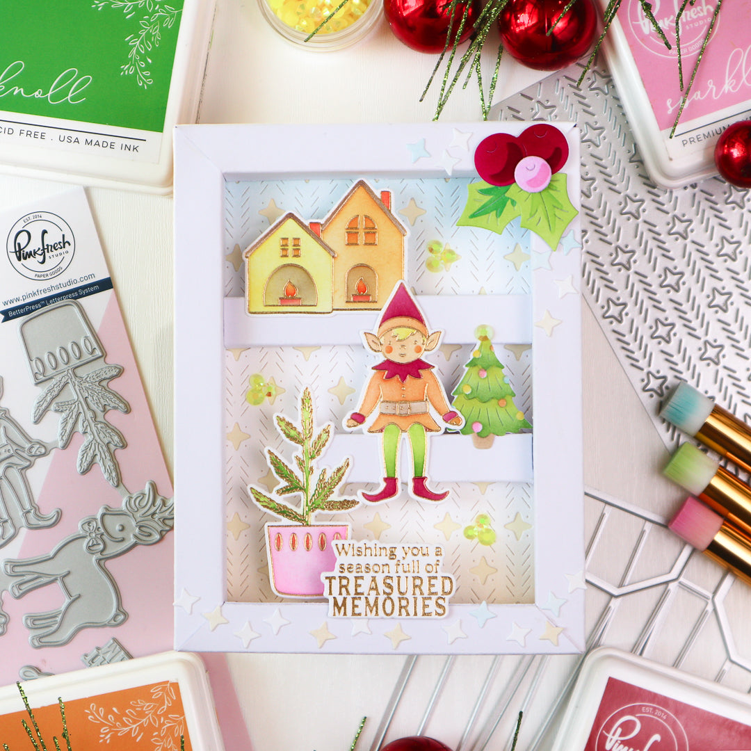 Pinkfresh Studio The Shelf Edit: Magic of the Season stamp/ Die/ Stencil Bundle