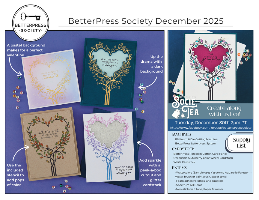 Spellbinders Flourish & Vine Press Plate & Die Set + Free Gift Stencil - BetterPress Society December 2025