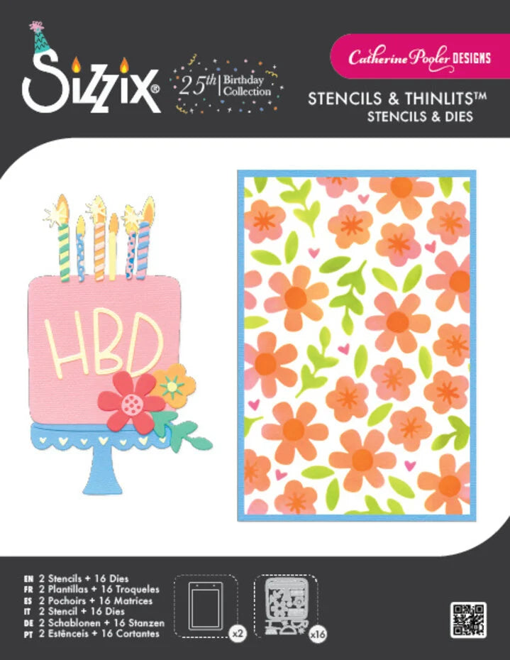 Sizzix Thinlits Let’s Eat Cake! Die and Stencil Set, 17 Pieces by Catherine Pooler - 667129