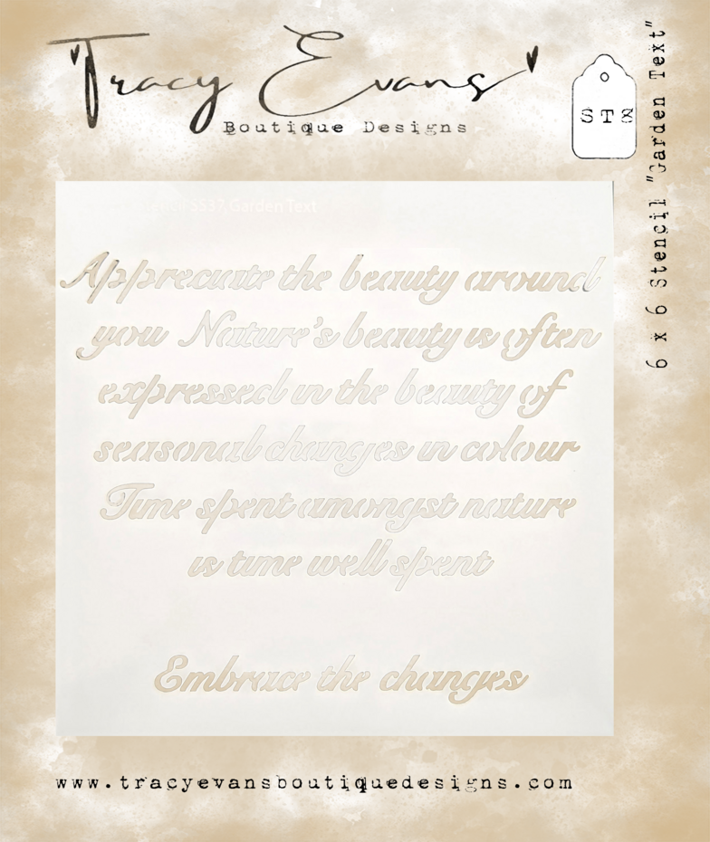 Tracy Evans Garden Tekst 6x6 Inch Stencil (ST008)