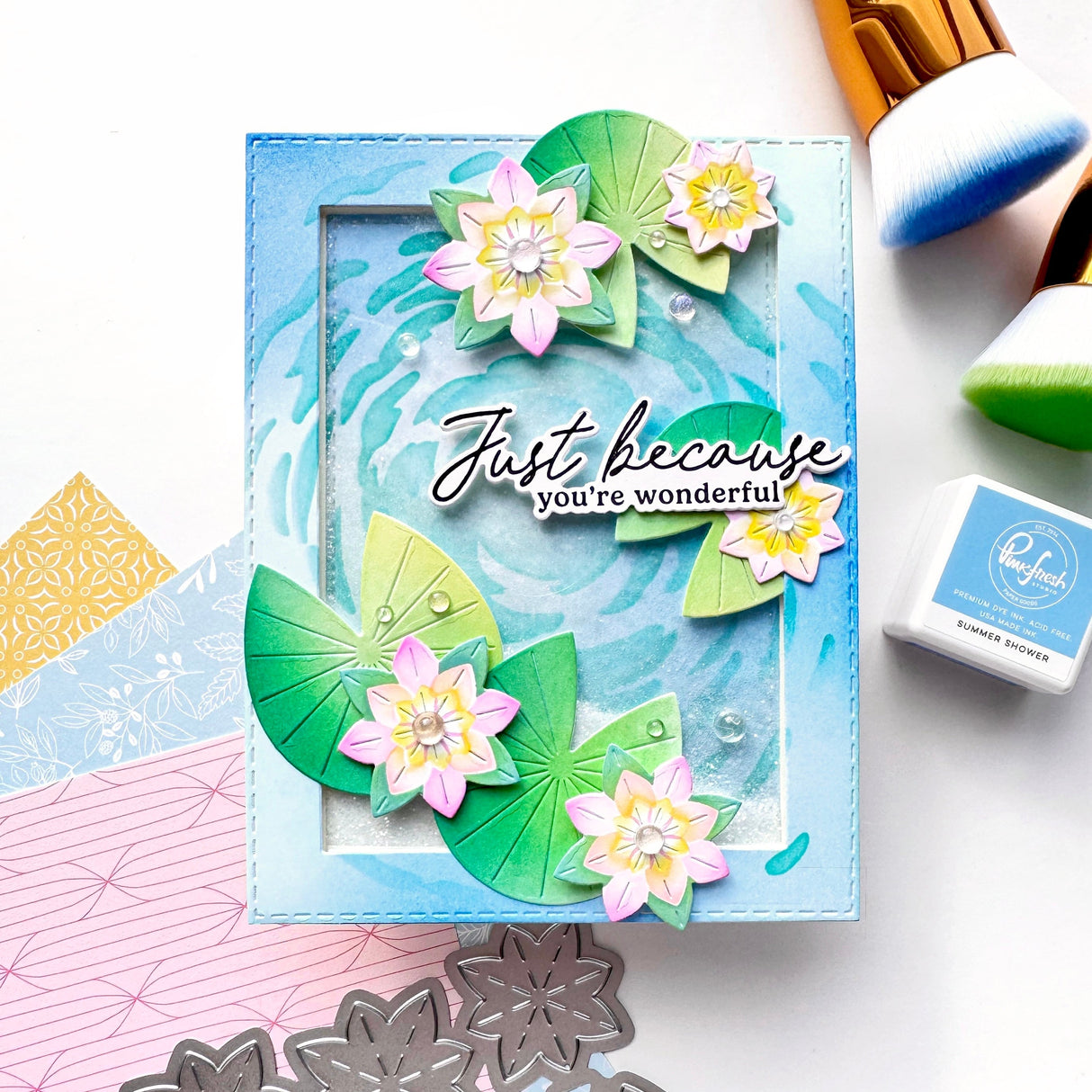 Pinkfresh Studio Tranquil Water Lilies stencil & Die Bundle