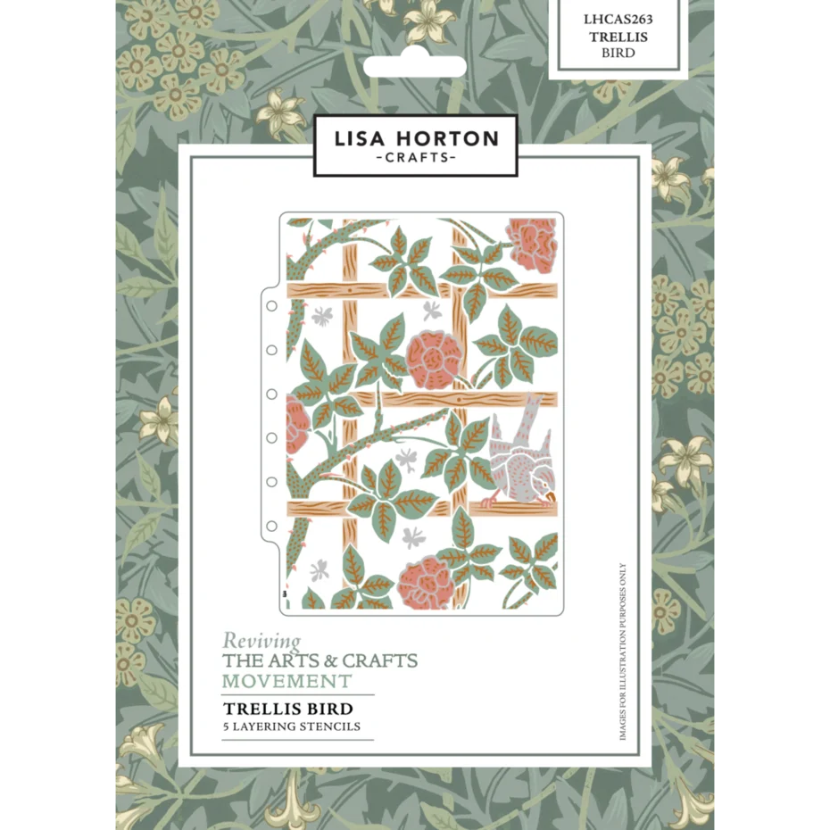 Lisa Horton Crafts Reviving the Arts and Crafts Movement Trellis and Bird 3D Embossing Folder & Layering Stencils
