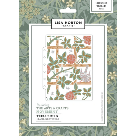 Lisa Horton Crafts Reviving the Arts and Crafts Movement Trellis and Bird 3D Embossing Folder & Layering Stencils