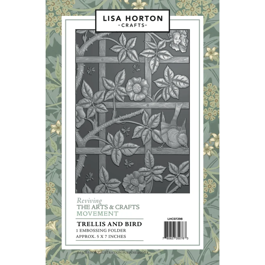 Lisa Horton Crafts Reviving the Arts and Crafts Movement Trellis and Bird 3D Embossing Folder & Layering Stencils