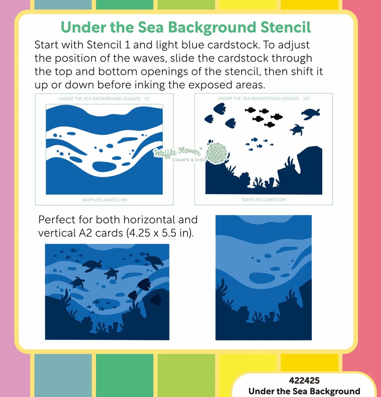 Waffle Flower Under the Sea Background Stencil (422425)