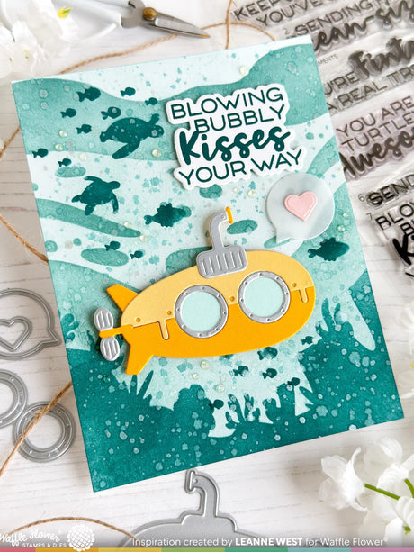 Waffle Flower Under the Sea Background Stencil (422425)