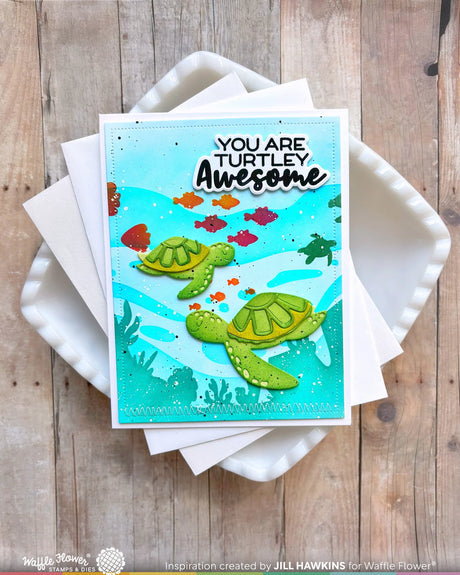 Waffle Flower Under the Sea Background Stencil (422425)