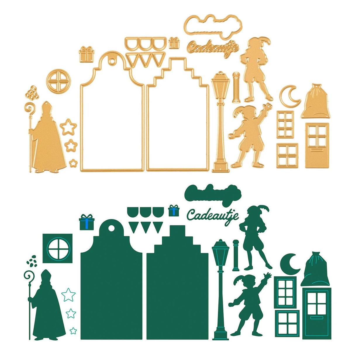 Vaessen Creative Cutting and Embossing Dies Set Saint Nicholas Canal Houses, 26 Pieces - 3625-0402