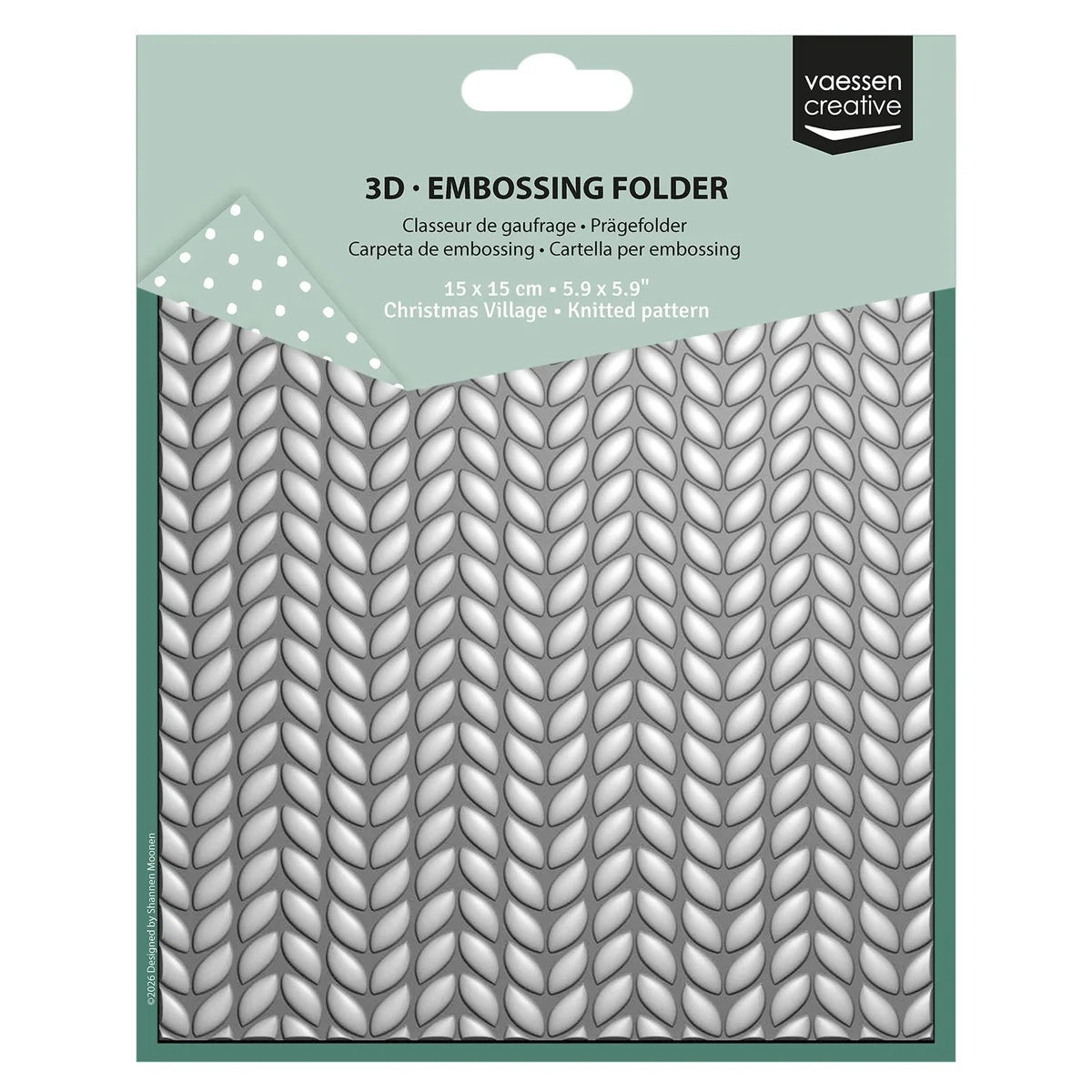 Vaessen Creative 3D Embossing Folder Knitted Pattern 5.9x5.9" - 3625-0603