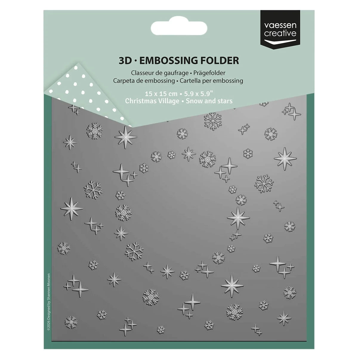 Vaessen Creative 3D Embossing Folder Snow & Stars 5.9x5.9" - 3625-0604